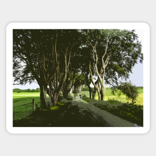 An Irish Country Road in the Rain Sticker